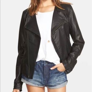 Volcom Black 100% Real Leather Jacket